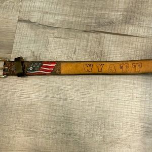 Boys customized WYATT stars and strips cowhide belt